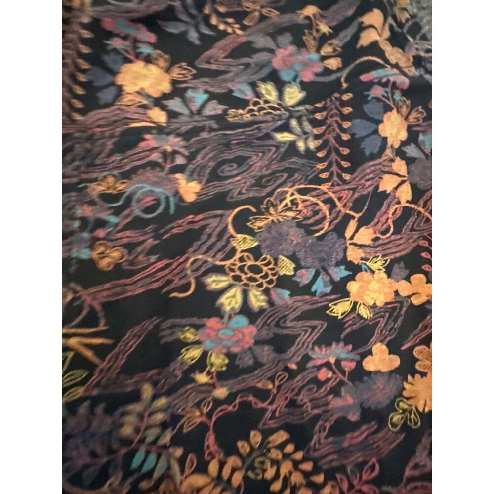 Peruvian Connection Floral Print Leggings S Black Multicolor Stretchy - Picture 2 of 5